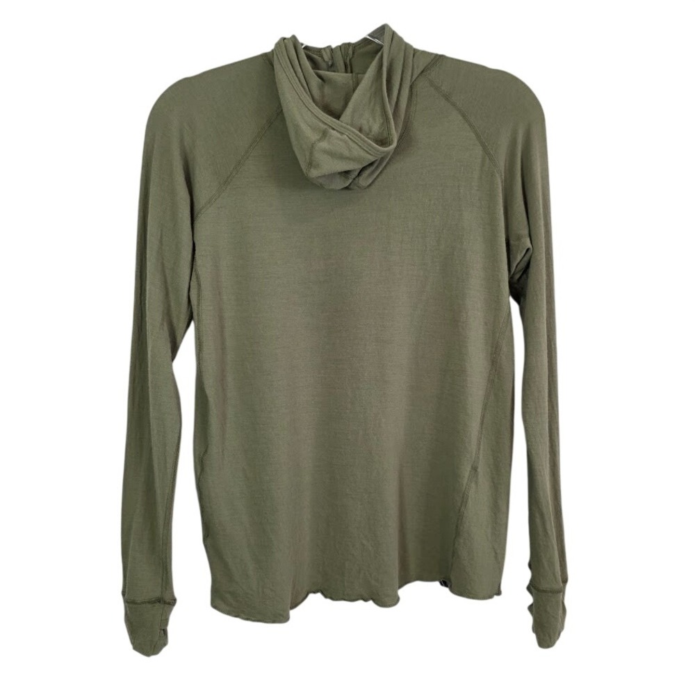 Duckworth Womens S 1/4 Zip Hoodie Olive Green 100% Rambouillet Merino Wool USA - Picture 3 of 11